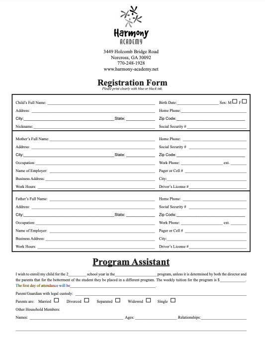 Download the full Enrollment Application